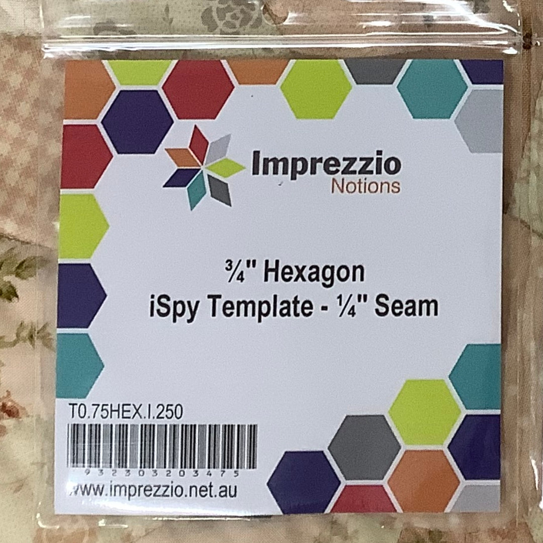 iSpy Template 3/4" Hexagon 1/4" Seam