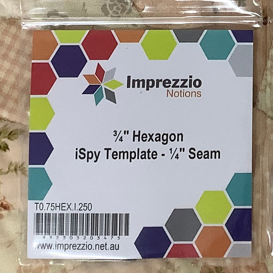 iSpy Template 3/4" Hexagon 1/4" Seam